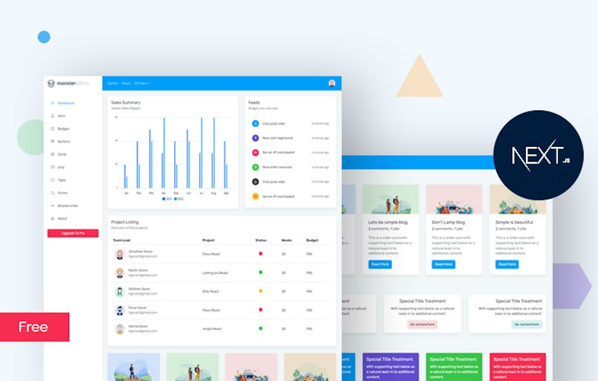 Monster NextJs Free Dashboard